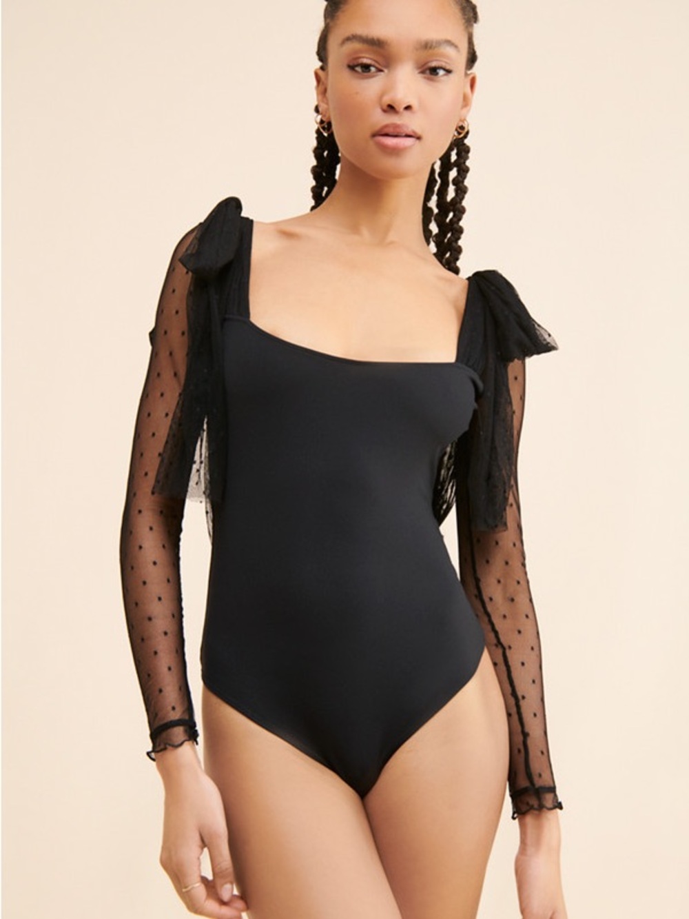 Free People Tongue Tied Body Suit, Black, small, NWOT